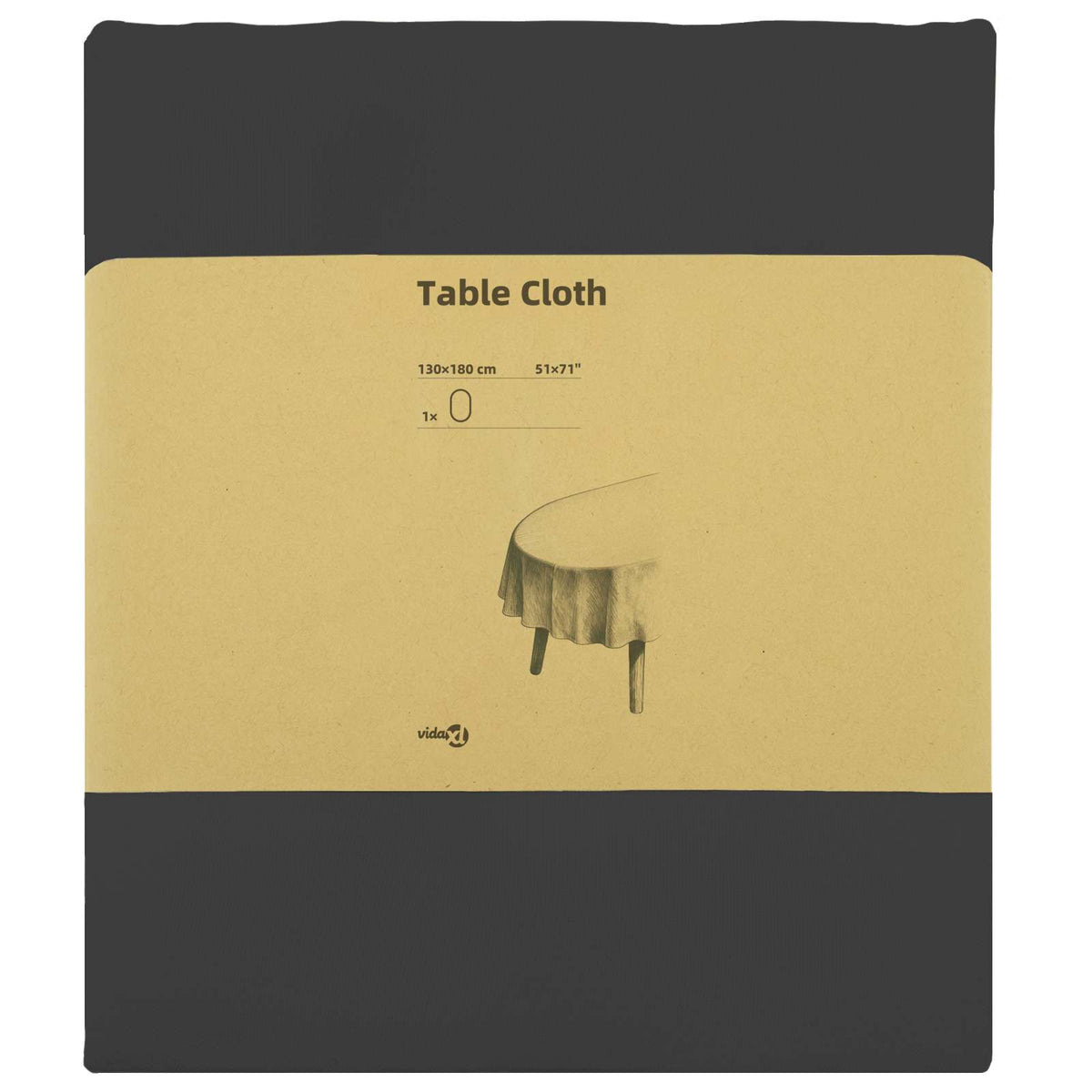 Table Cloth Oval Dark Grey 130 x 180 cm Polyester