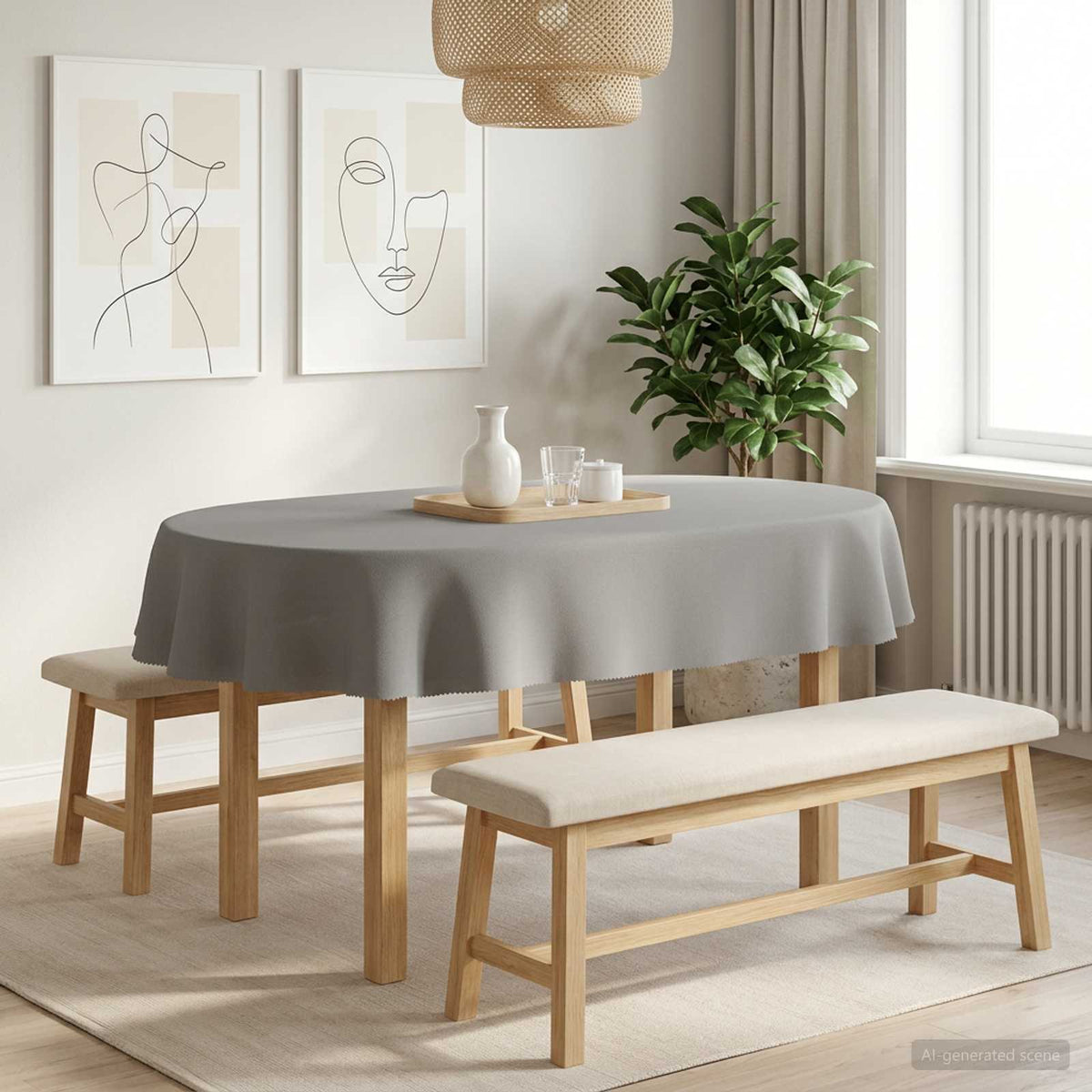 Table Cloth 5 pcs Oval Light Grey 130 x 220 cm Polyester