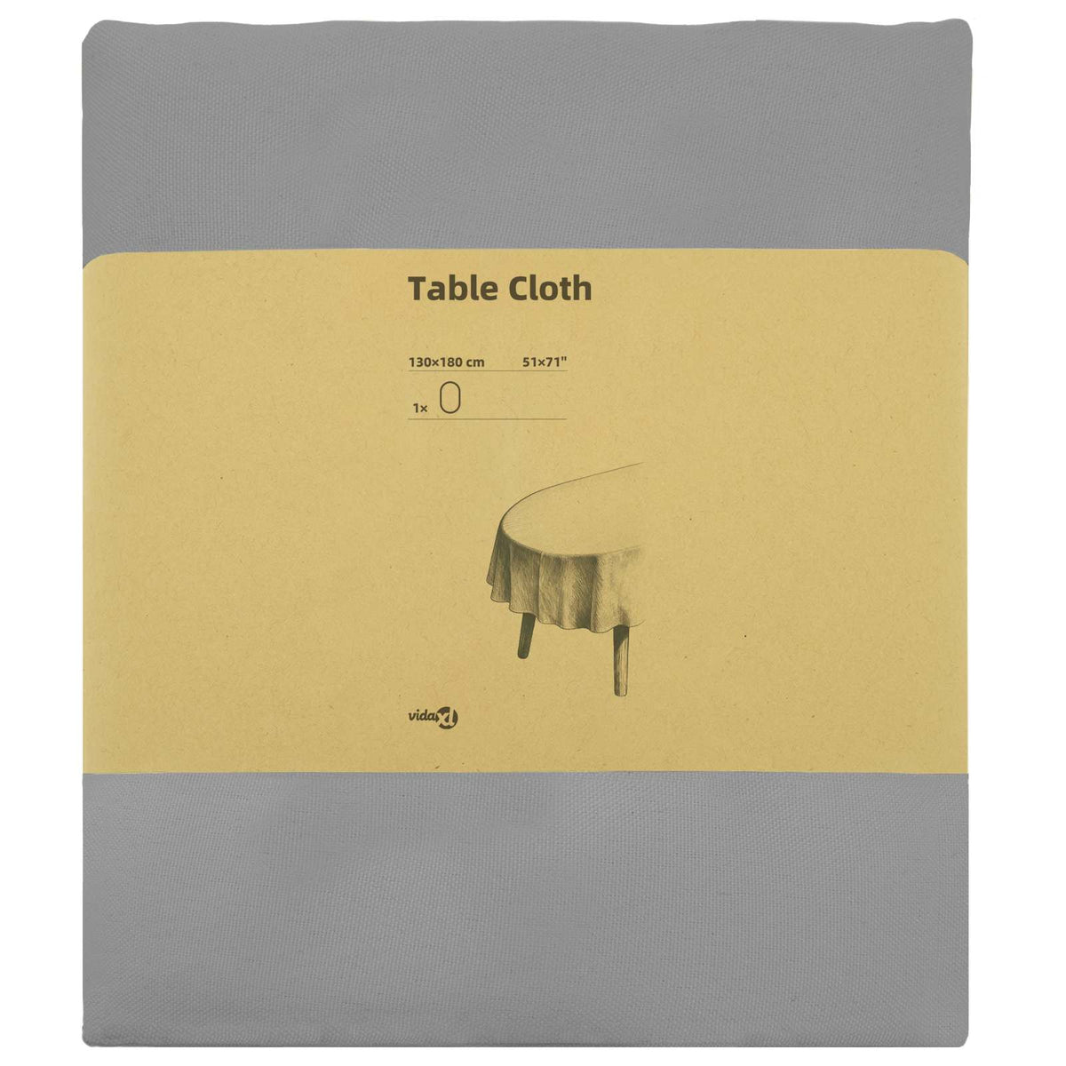 Table Cloth Oval Light Grey 130 x 180 cm Polyester