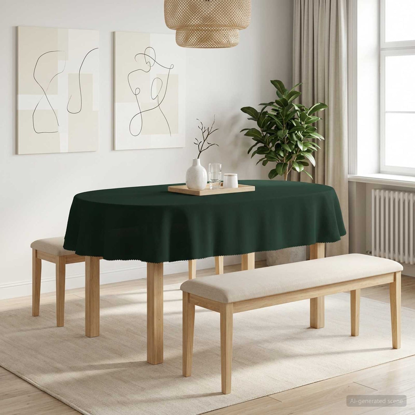 Table Cloth 5 pcs Oval Dark Green 130 x 180 cm Polyester