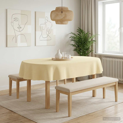 Table Cloth 5 pcs Oval Cream White 160 x 220 cm Polyester