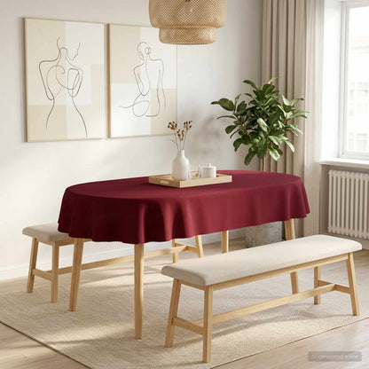 Table Cloth 5 pcs Oval Wine Red 160 x 220 cm Polyester