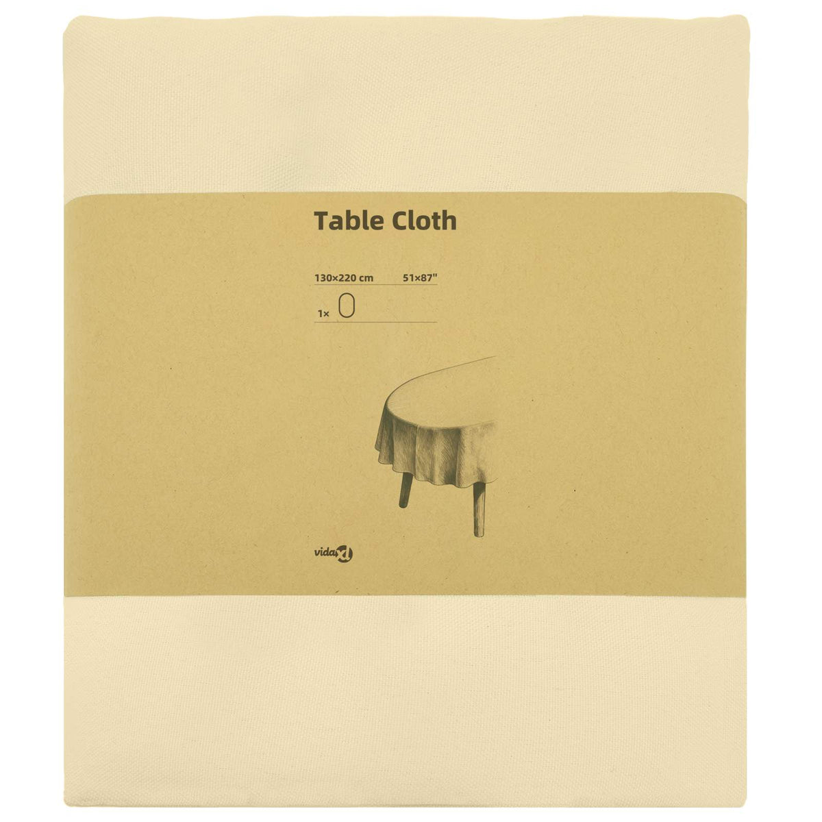 Table Cloth Oval Cream White 130 x 220 cm Polyester