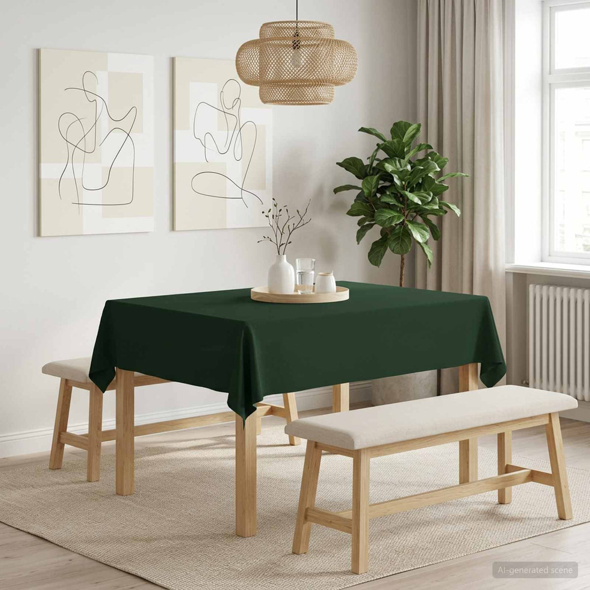 Table Cloth 5 pcs Rectangular Dark Green 140 x 180 cm