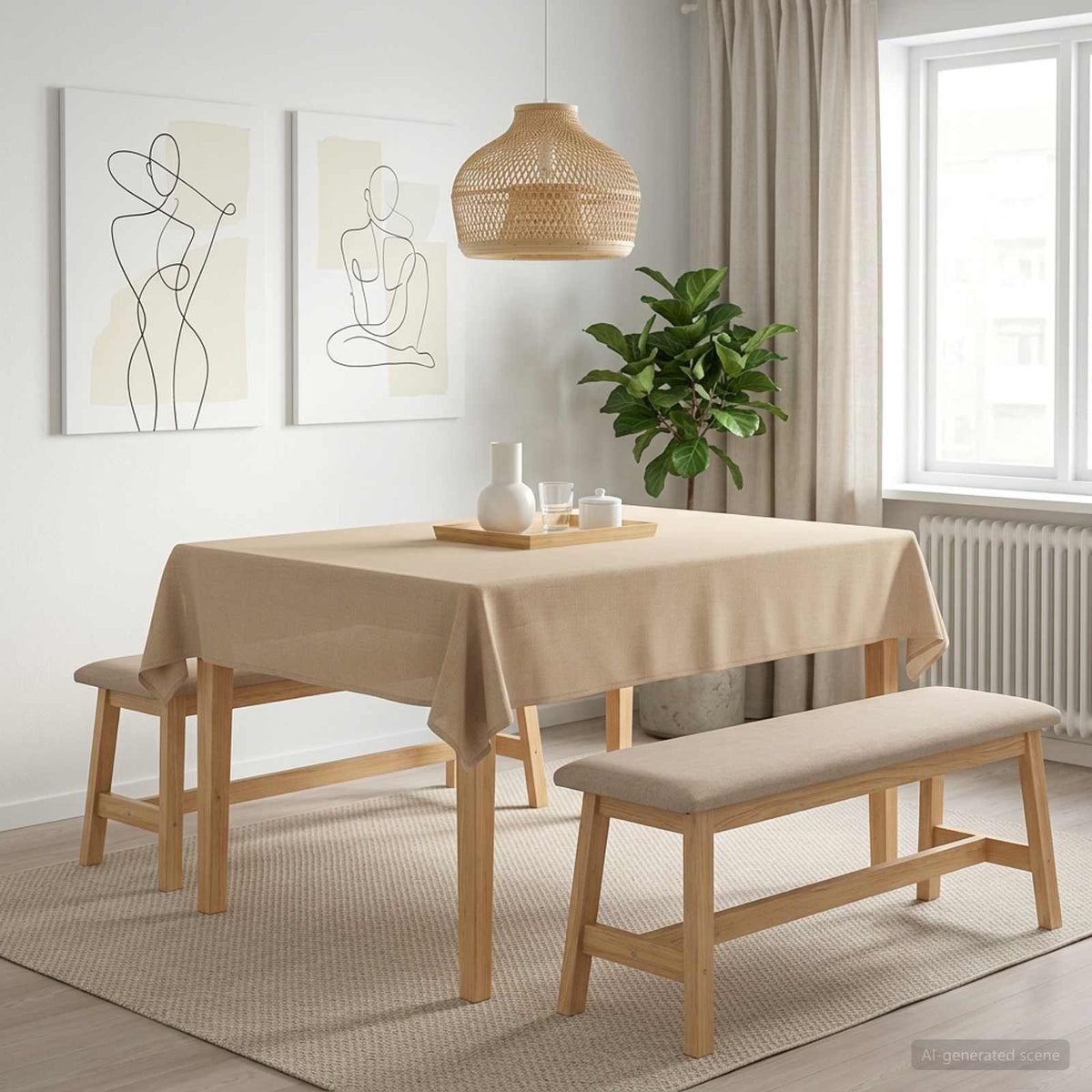 Table Cloth Rectangular Beige 140 x 160 cm