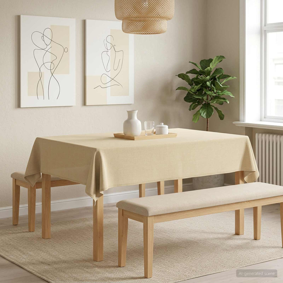 Table Cloth Rectangular Cream White 110 x 140 cm