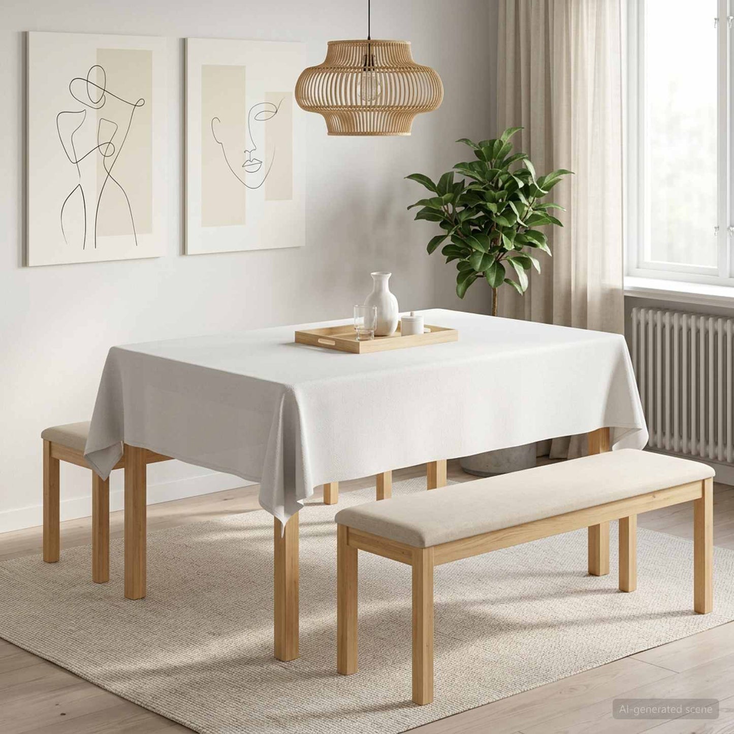 Table Cloth Rectangular White 140 x 180 cm