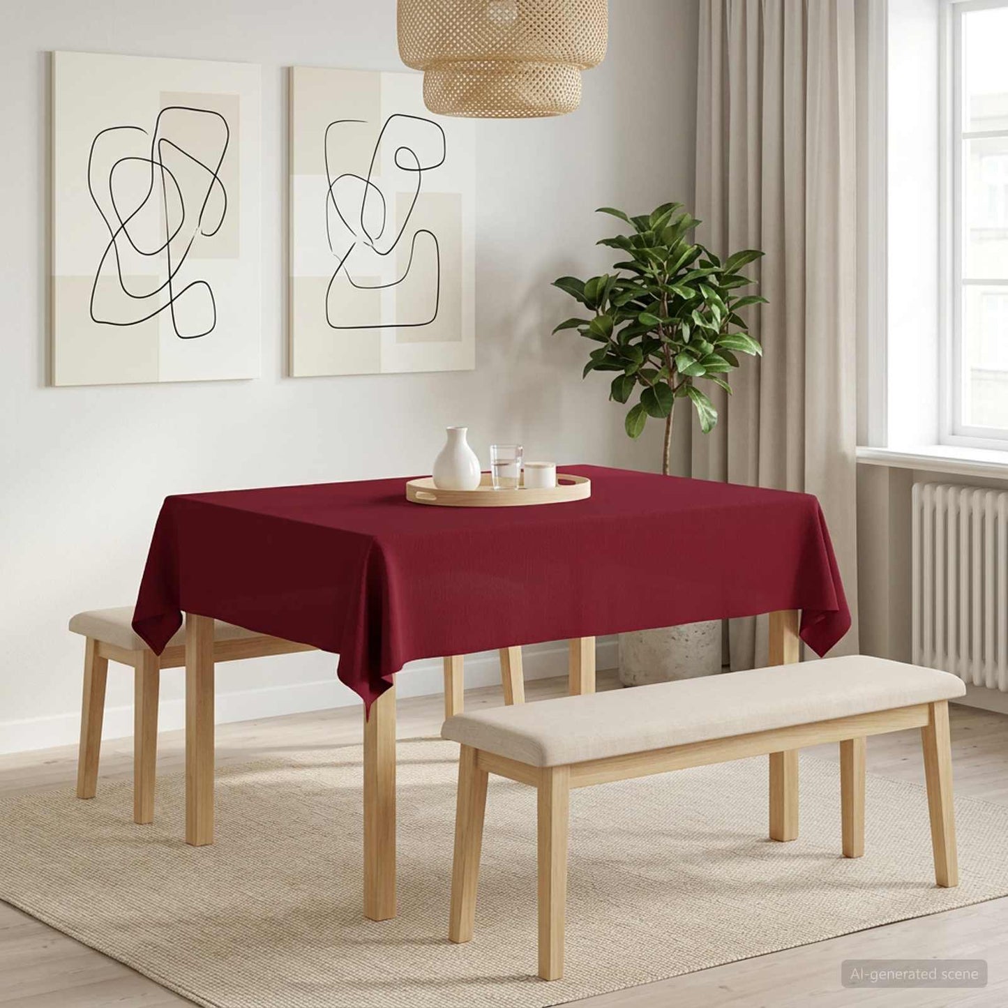 Table Cloth 5 pcs Rectangular Wine Red 110 x 140 cm