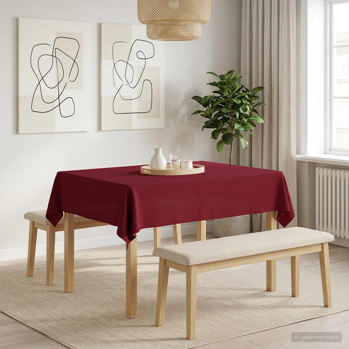 Table Cloth Rectangular Wine Red 140 x 160 cm
