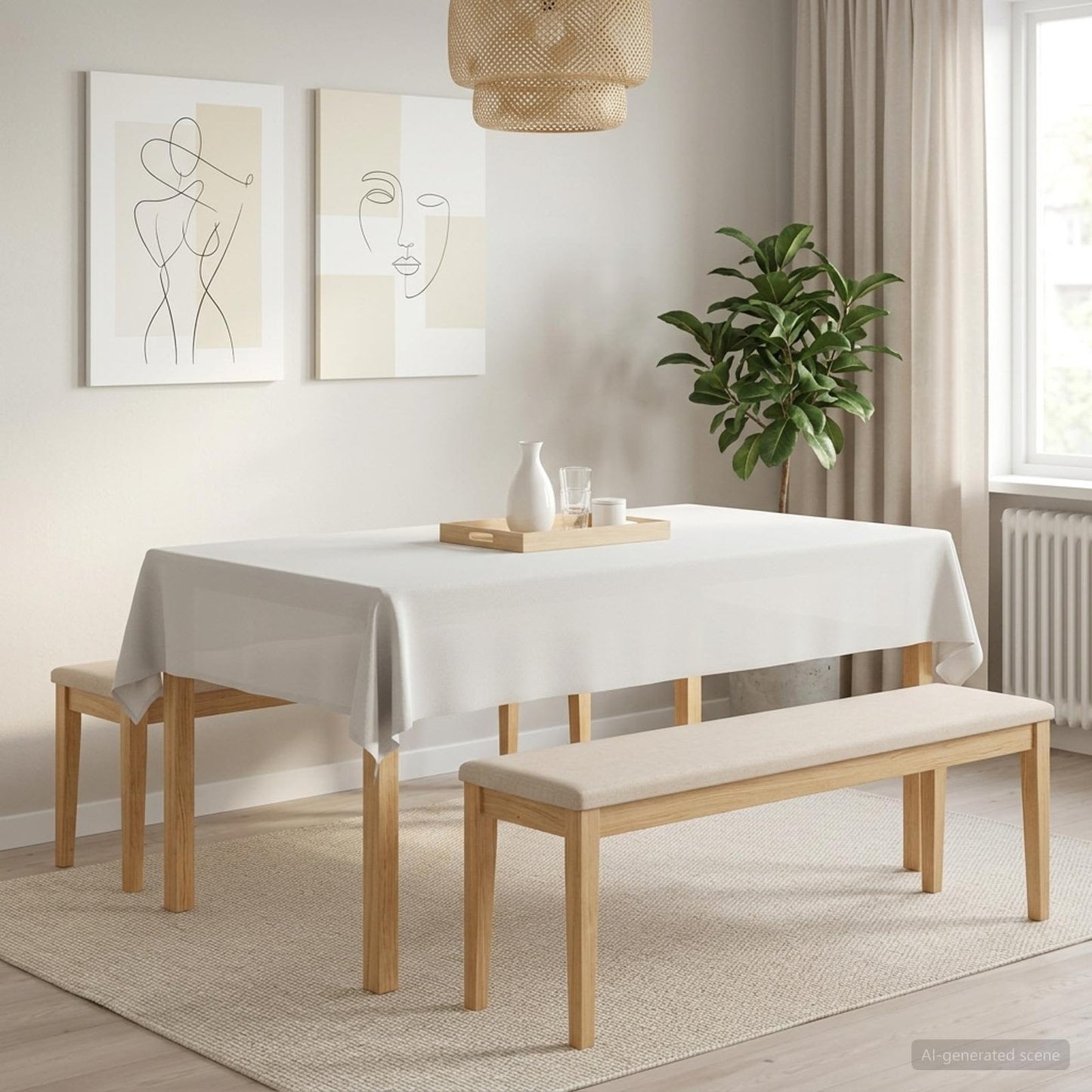 Table Cloth Rectangular White 140 x 260 cm