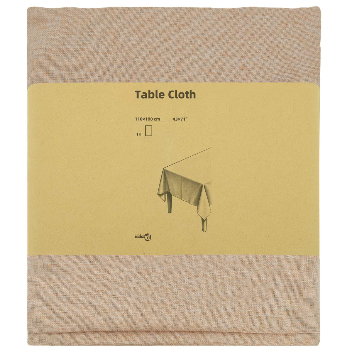 Table Cloth Rectangular Beige 110 x 180 cm