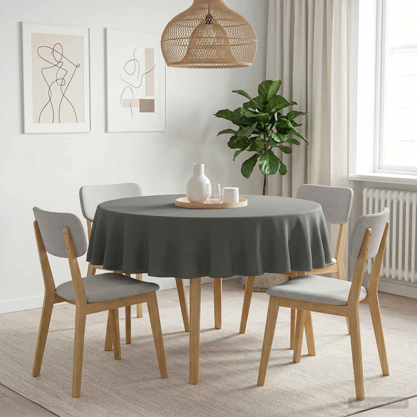 Table Cloth 5 pcs Round Light Grey Ø 180 cm