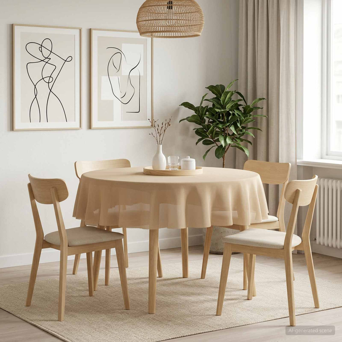 Table Cloth Round Beige Ø 160 cm