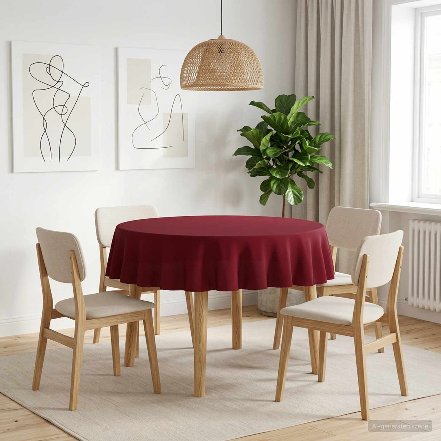 Table Cloth 5 pcs Round Wine Red Ø 140 cm