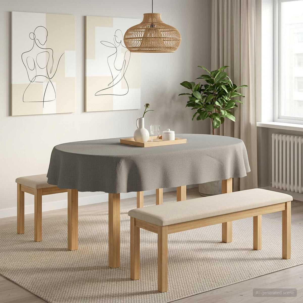 Table Cloth 5 pcs Oval Light Grey 130 x 220 cm