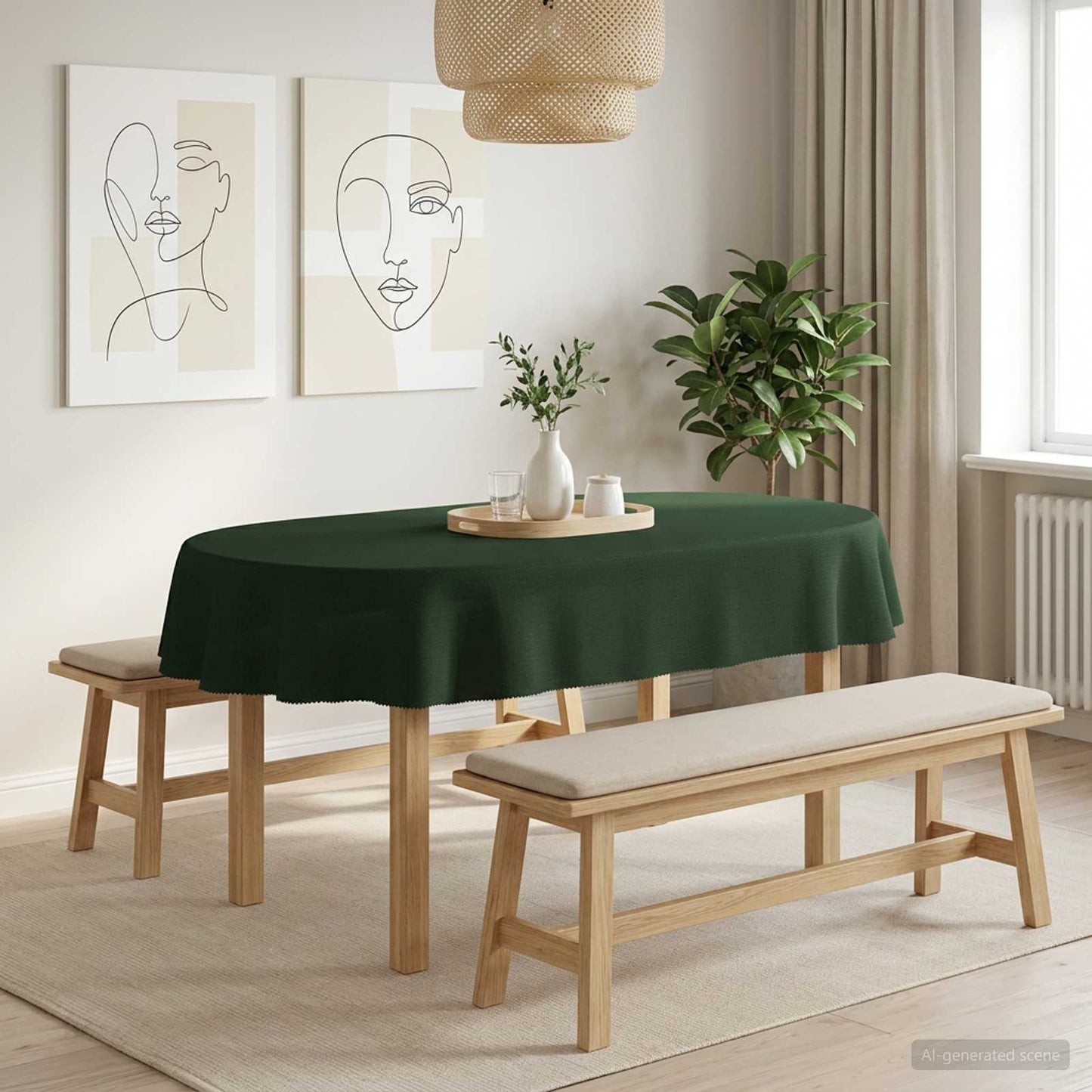 Table Cloth 5 pcs Oval Dark Green 130 x 180 cm