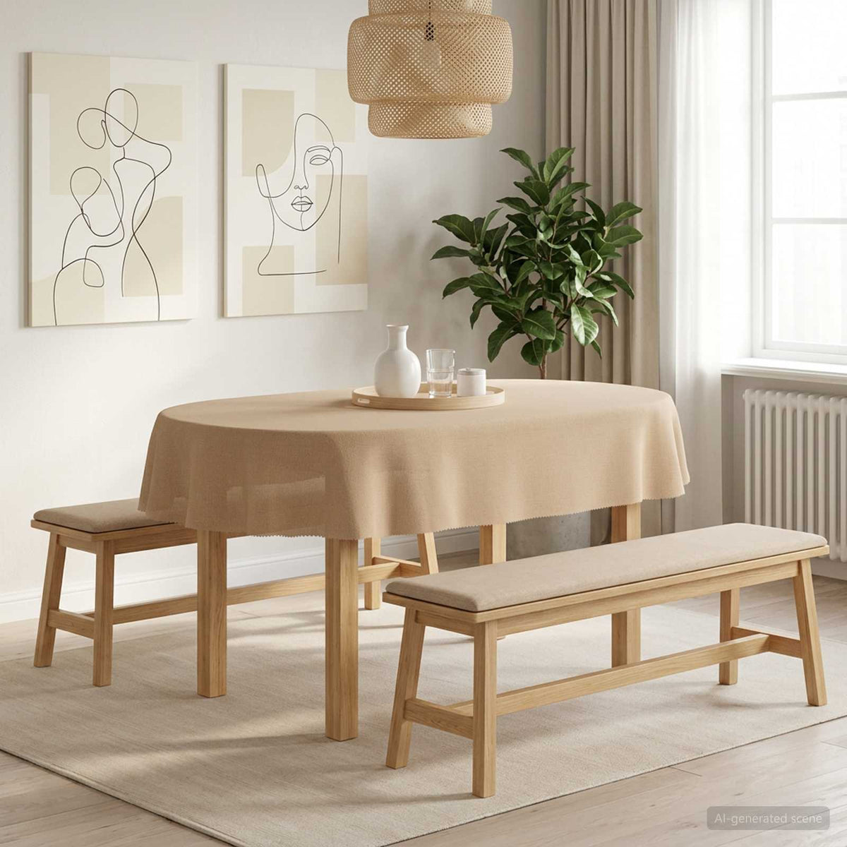 Table Cloth 5 pcs Oval Beige 160 x 220 cm