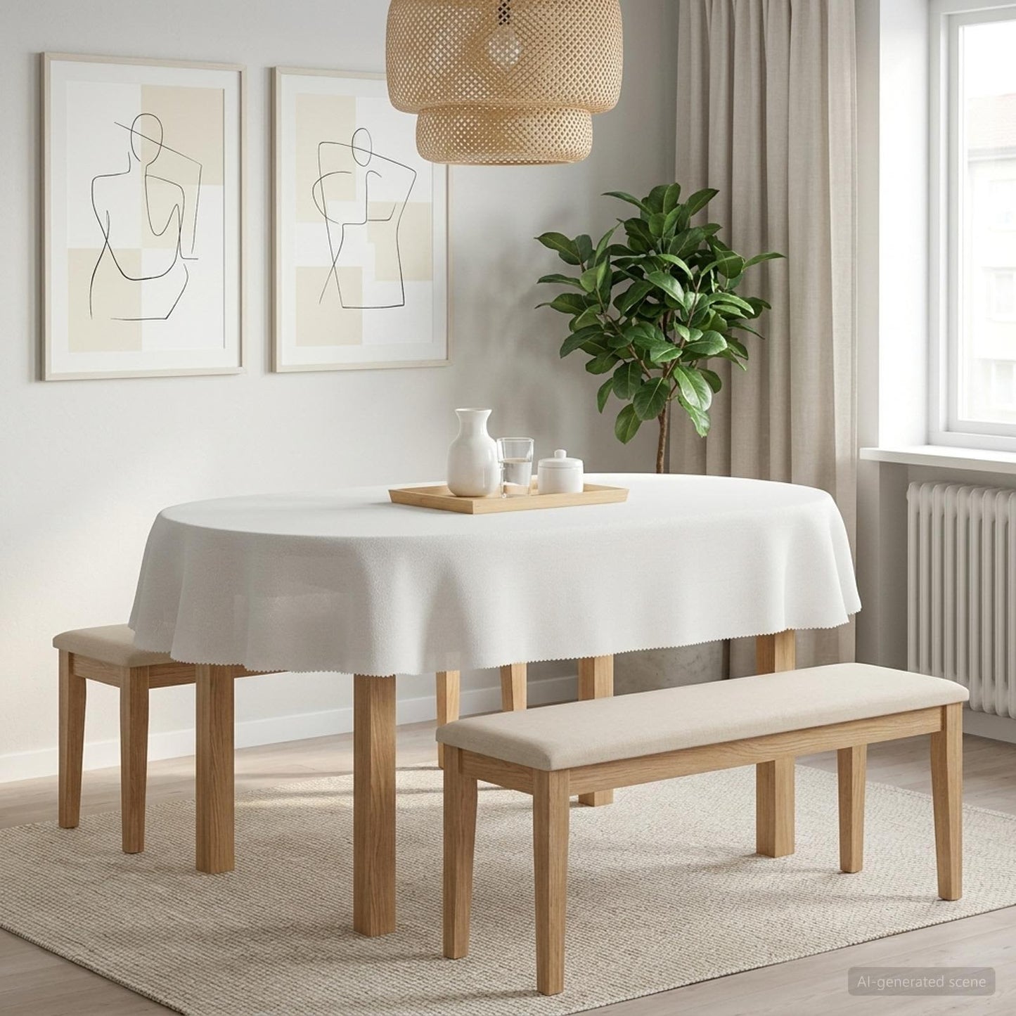 Table Cloth Oval White 130 x 180 cm