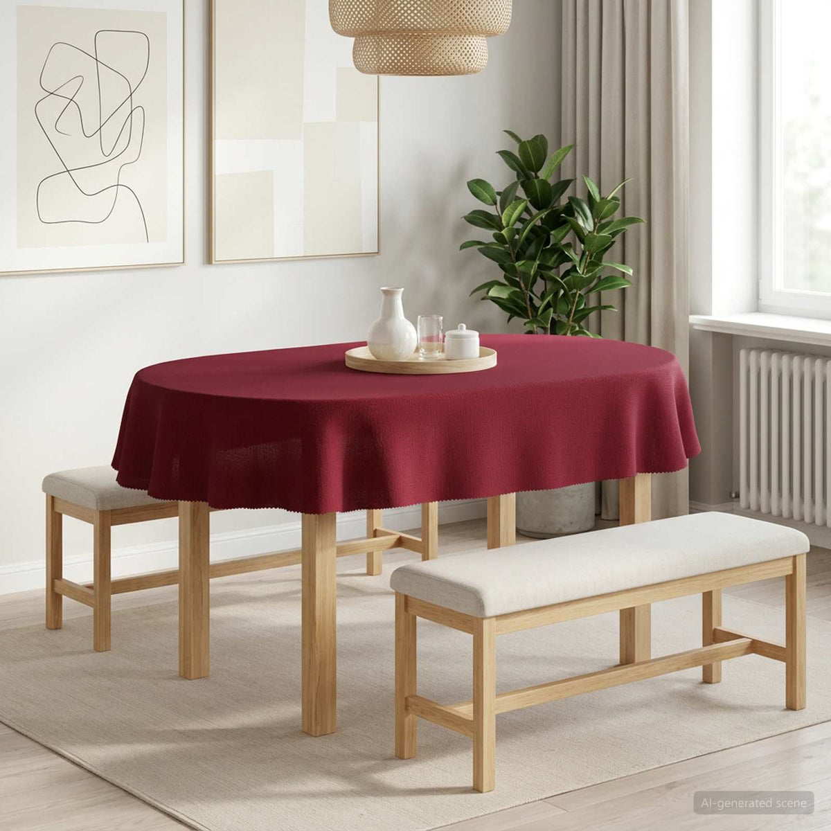 Table Cloth 5 pcs Oval Wine Red 130 x 220 cm