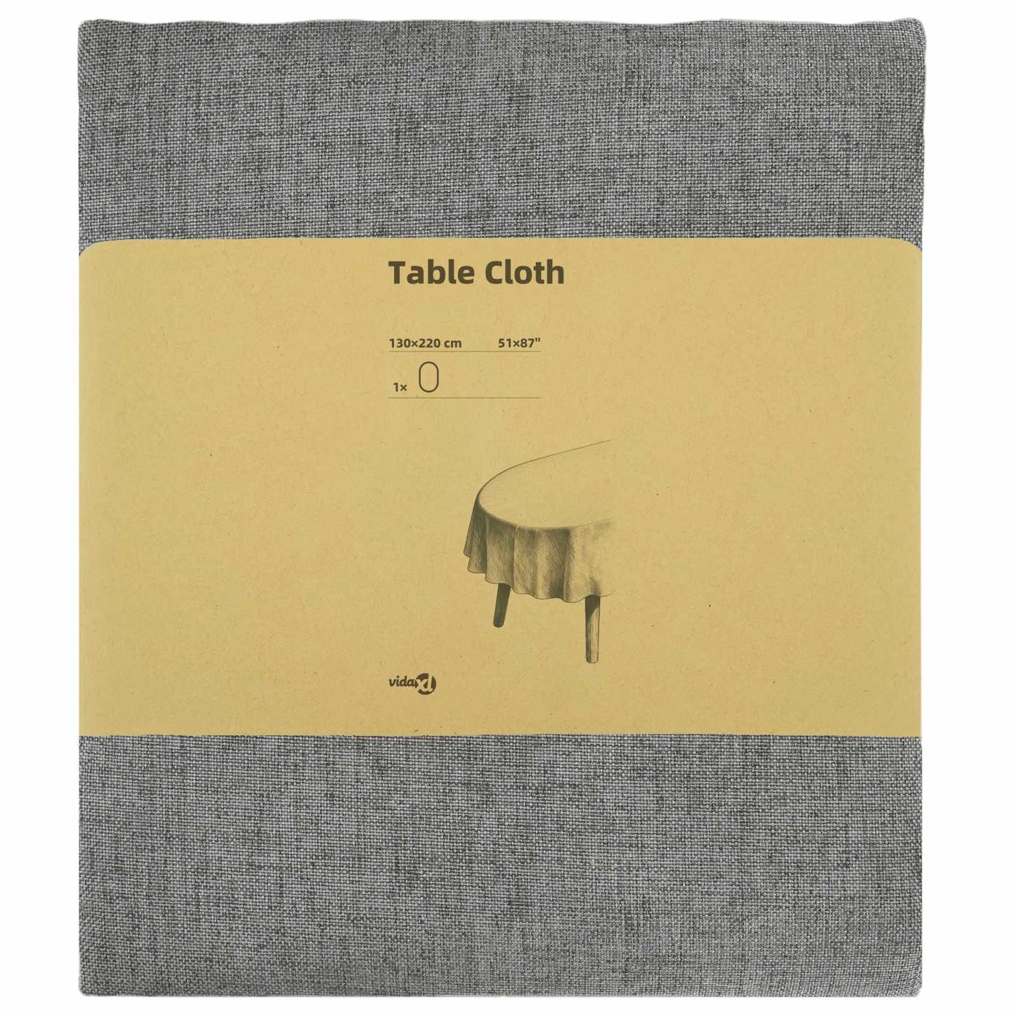 Table Cloth Oval Light Grey 130 x 220 cm