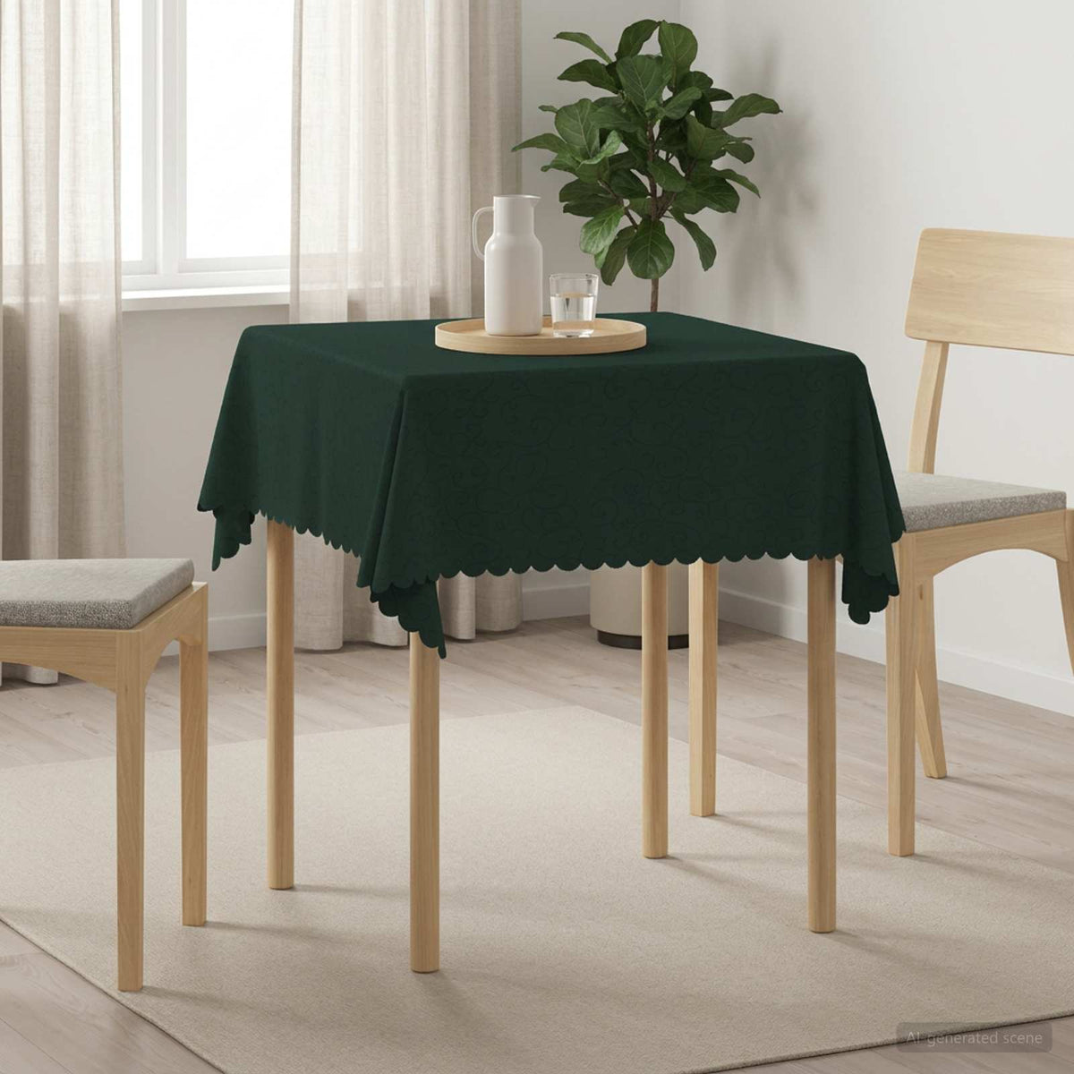 Table Cloth Rectangular Dark Green 140 x 140 cm