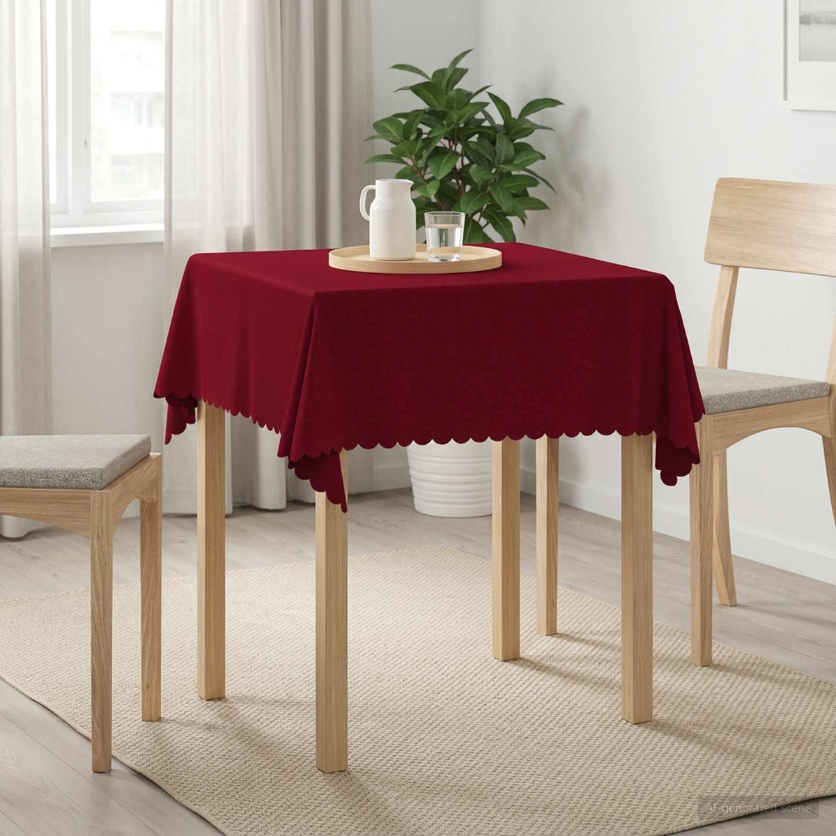 Table Cloth Rectangular Wine Red 140 x 140 cm