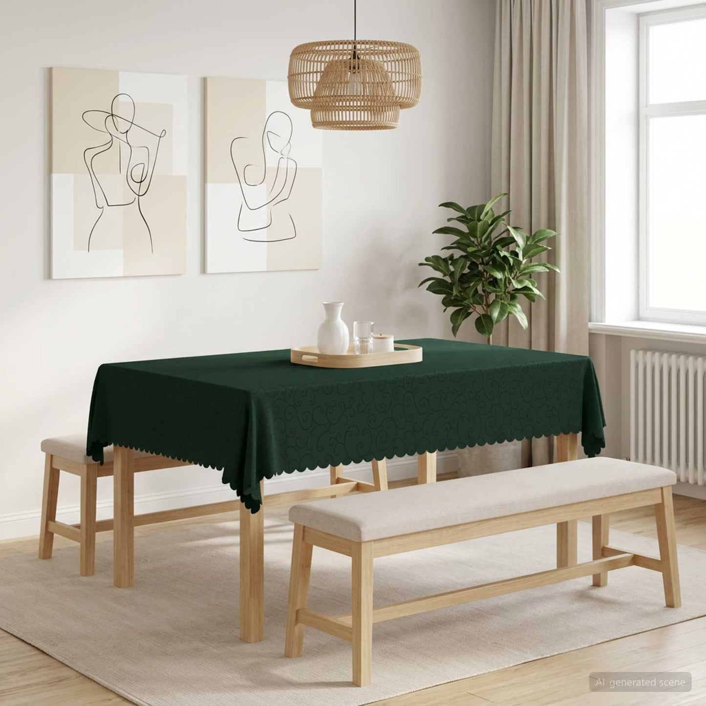 Table Cloth 5 pcs Rectangular Dark Green 110 x 140 cm