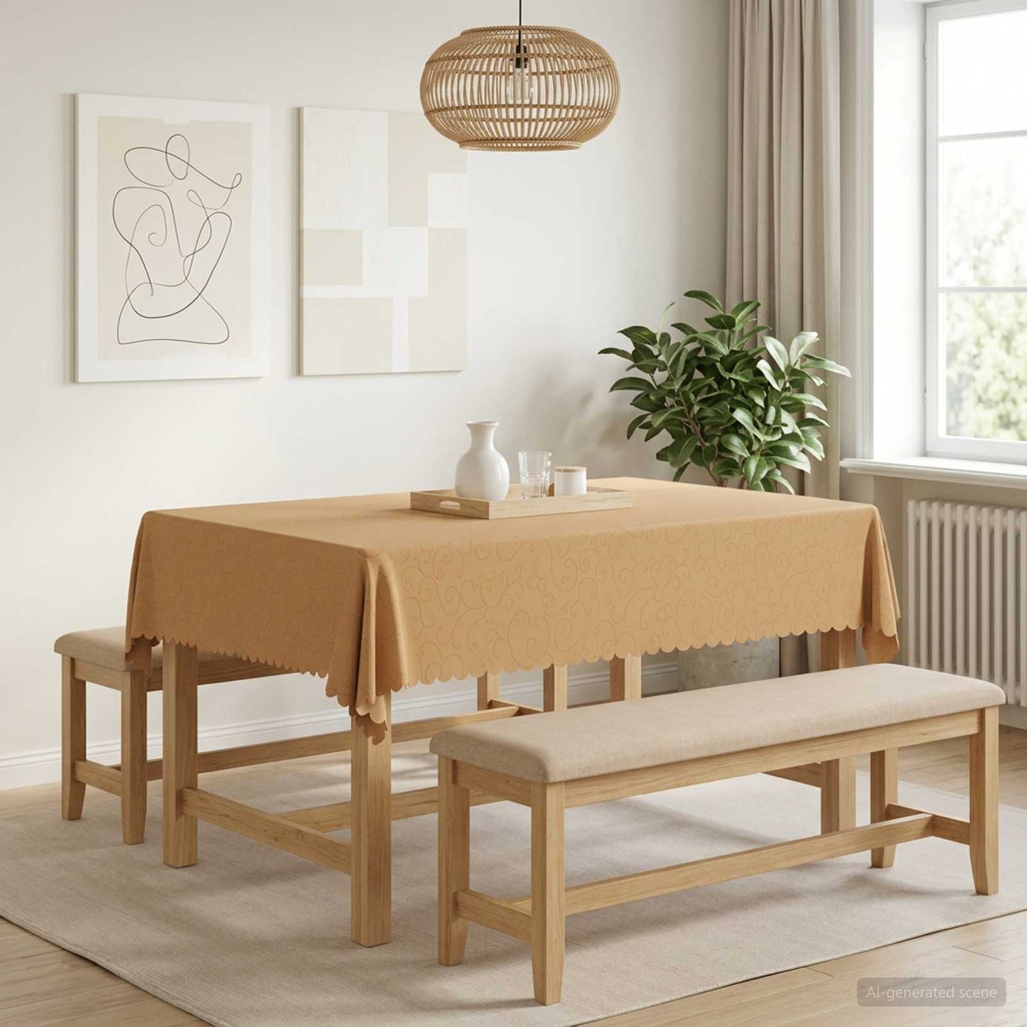 Table Cloth 5 pcs Rectangular Beige 140 x 160 cm