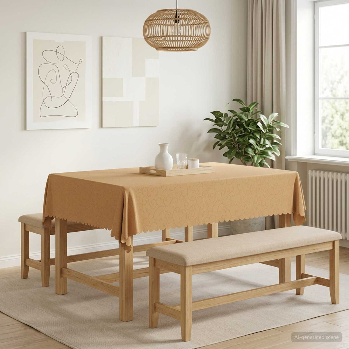 Table Cloth Rectangular Beige 140 x 160 cm