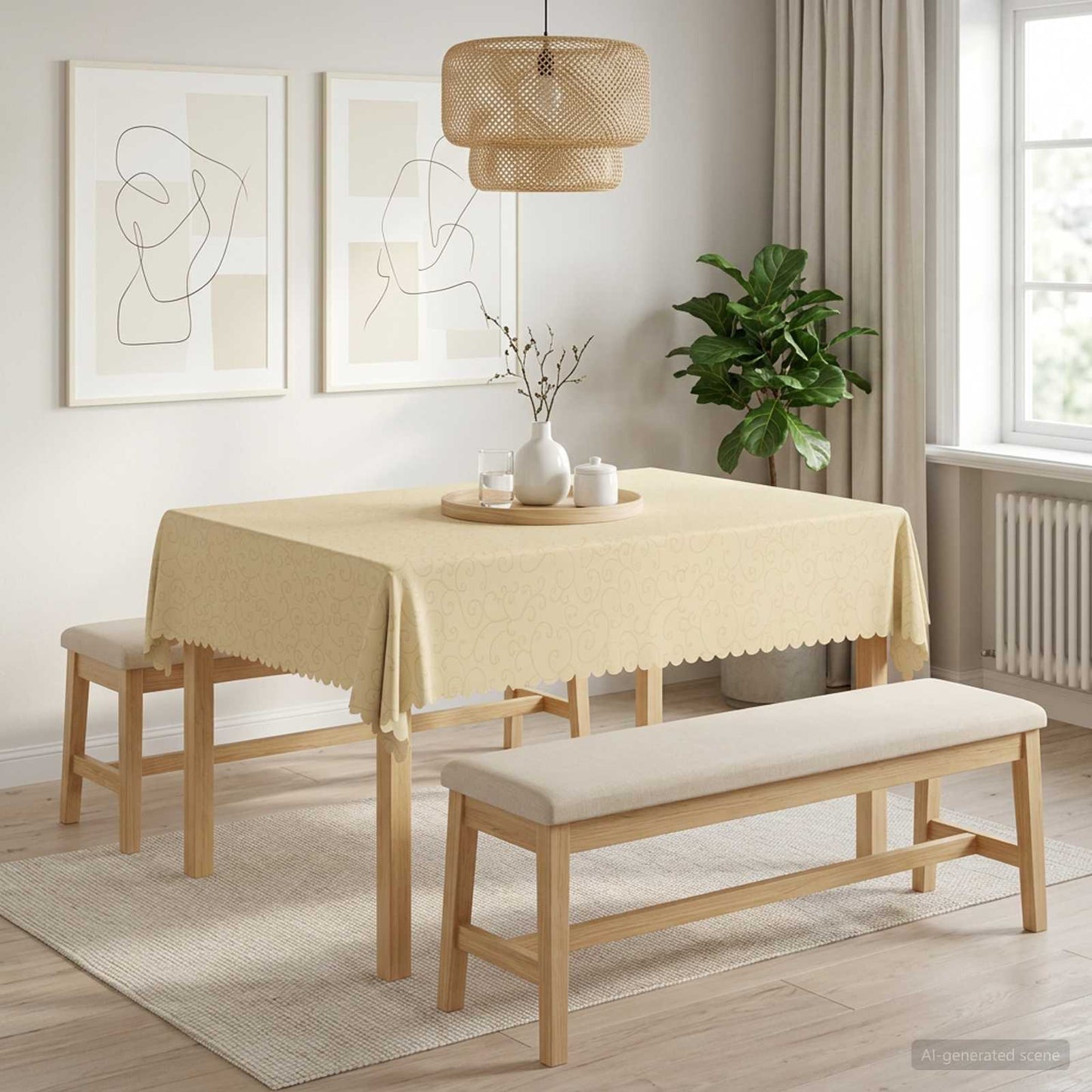 Table Cloth 5 pcs Rectangular Cream White 140 x 160 cm
