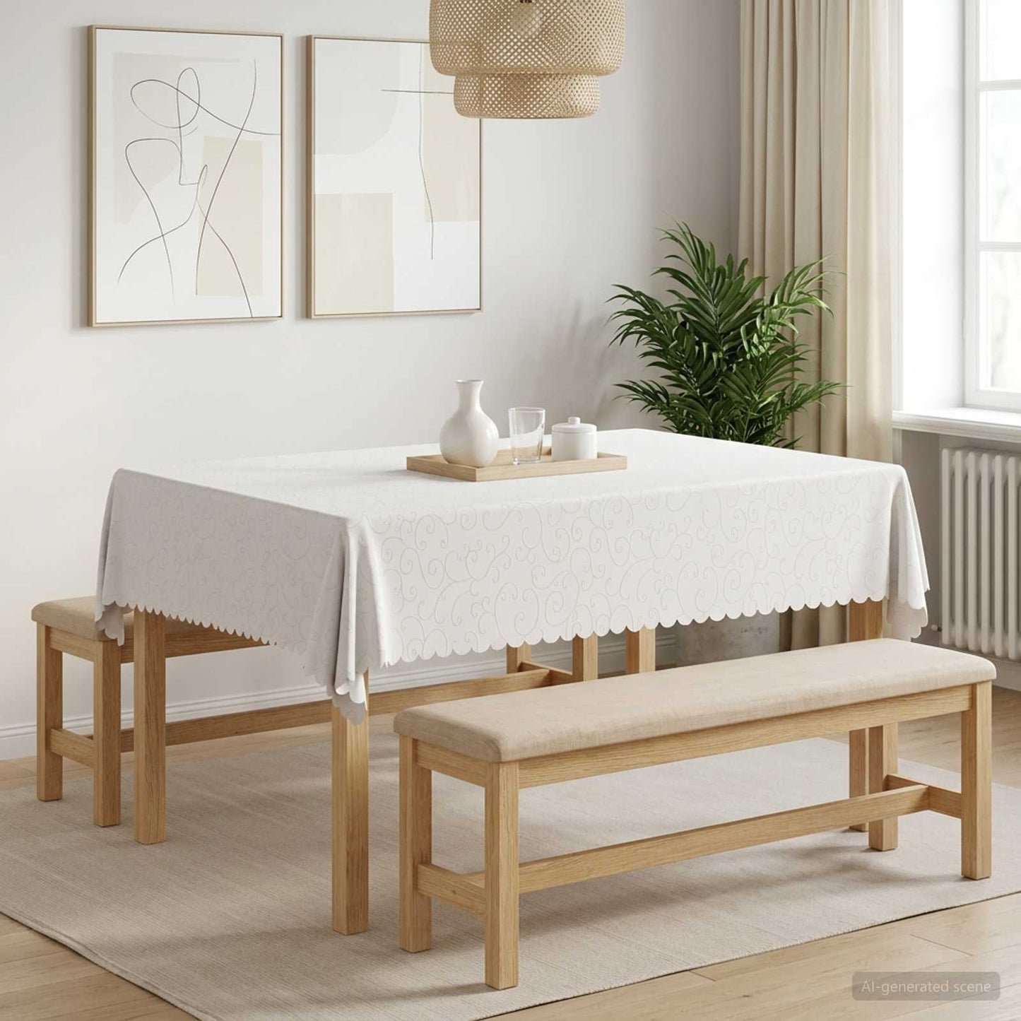 Table Cloth Rectangular White 140 x 160 cm