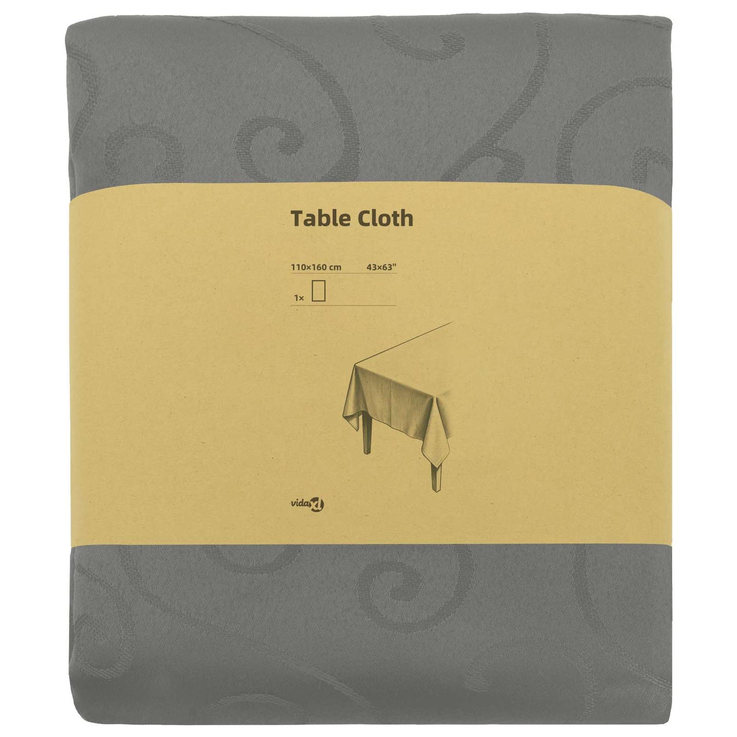Table Cloth Rectangular Light Grey 110 x 160 cm