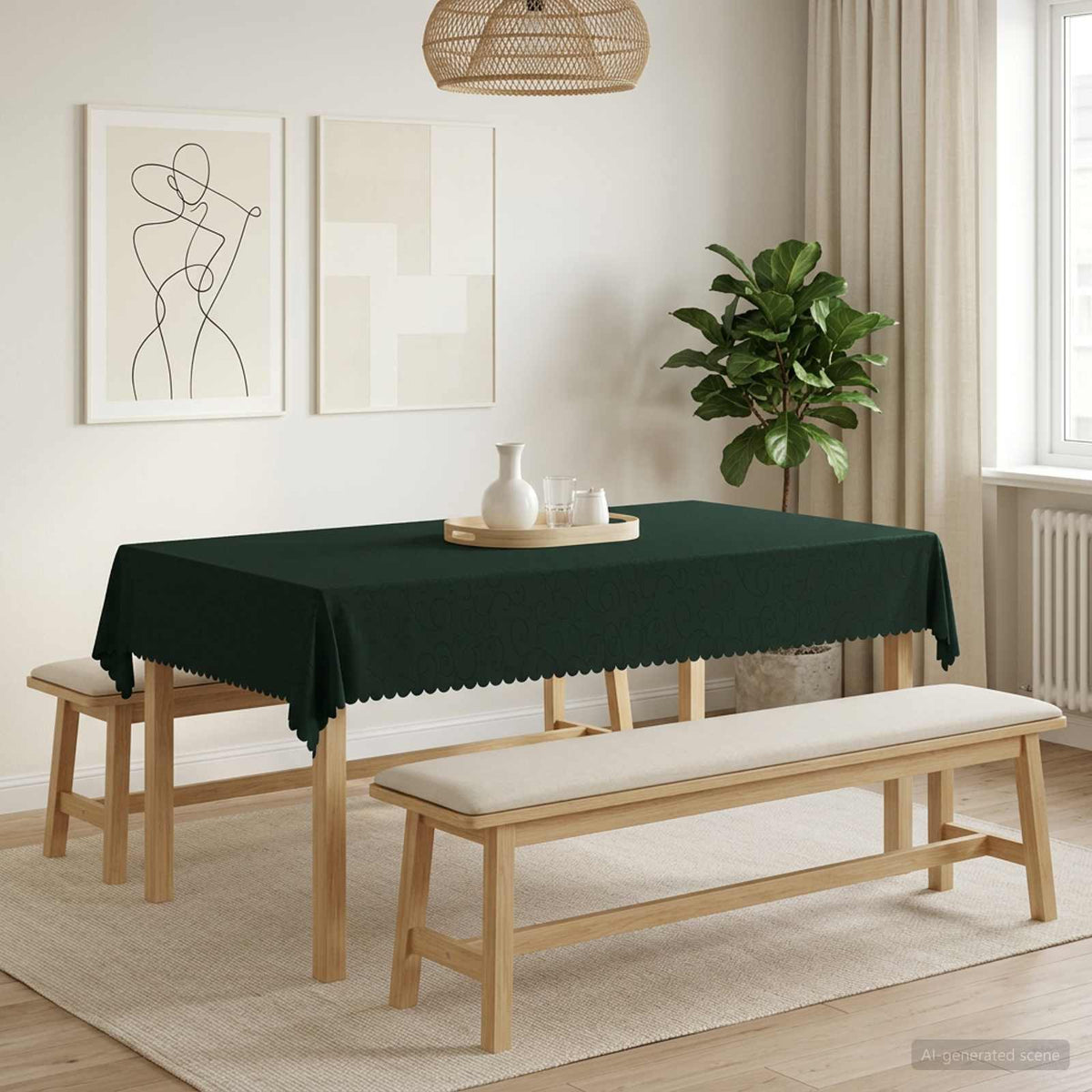 Table Cloth 5 pcs Rectangular Dark Green 140 x 220 cm