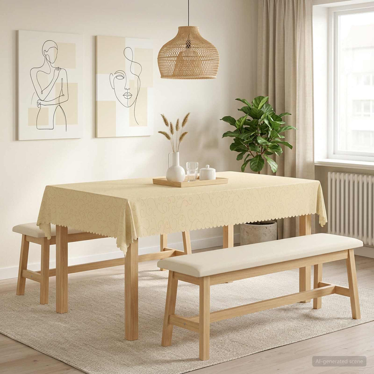Table Cloth Rectangular Cream White 110 x 160 cm