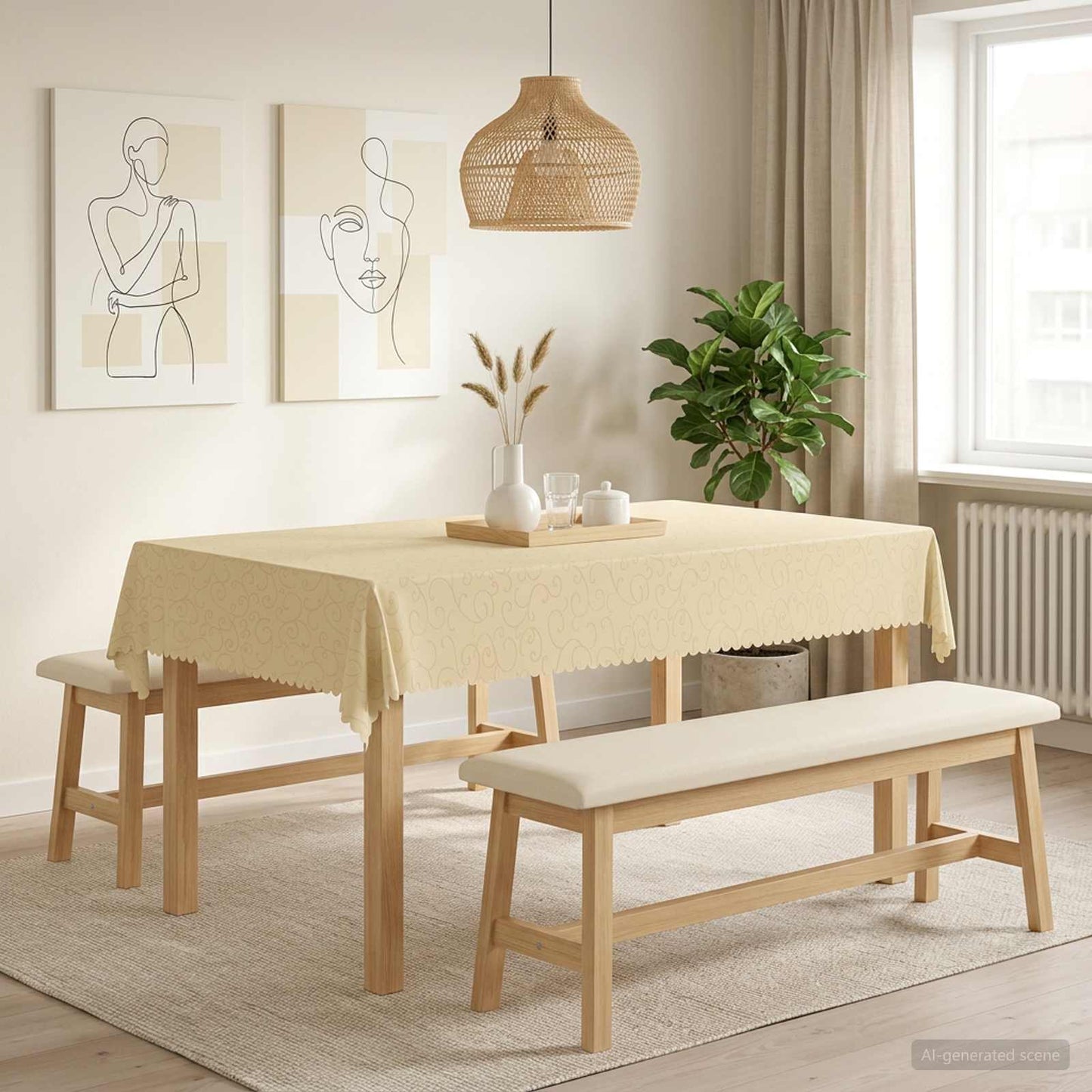 Table Cloth 5 pcs Rectangular Cream White 140 x 200 cm