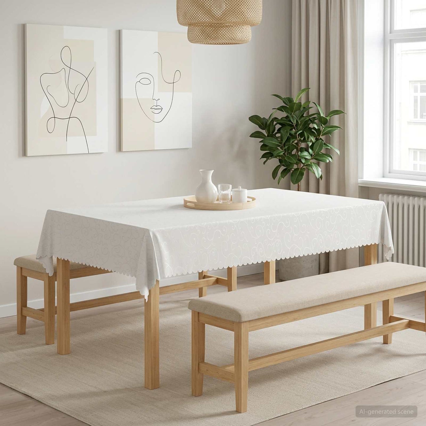Table Cloth Rectangular White 140 x 200 cm