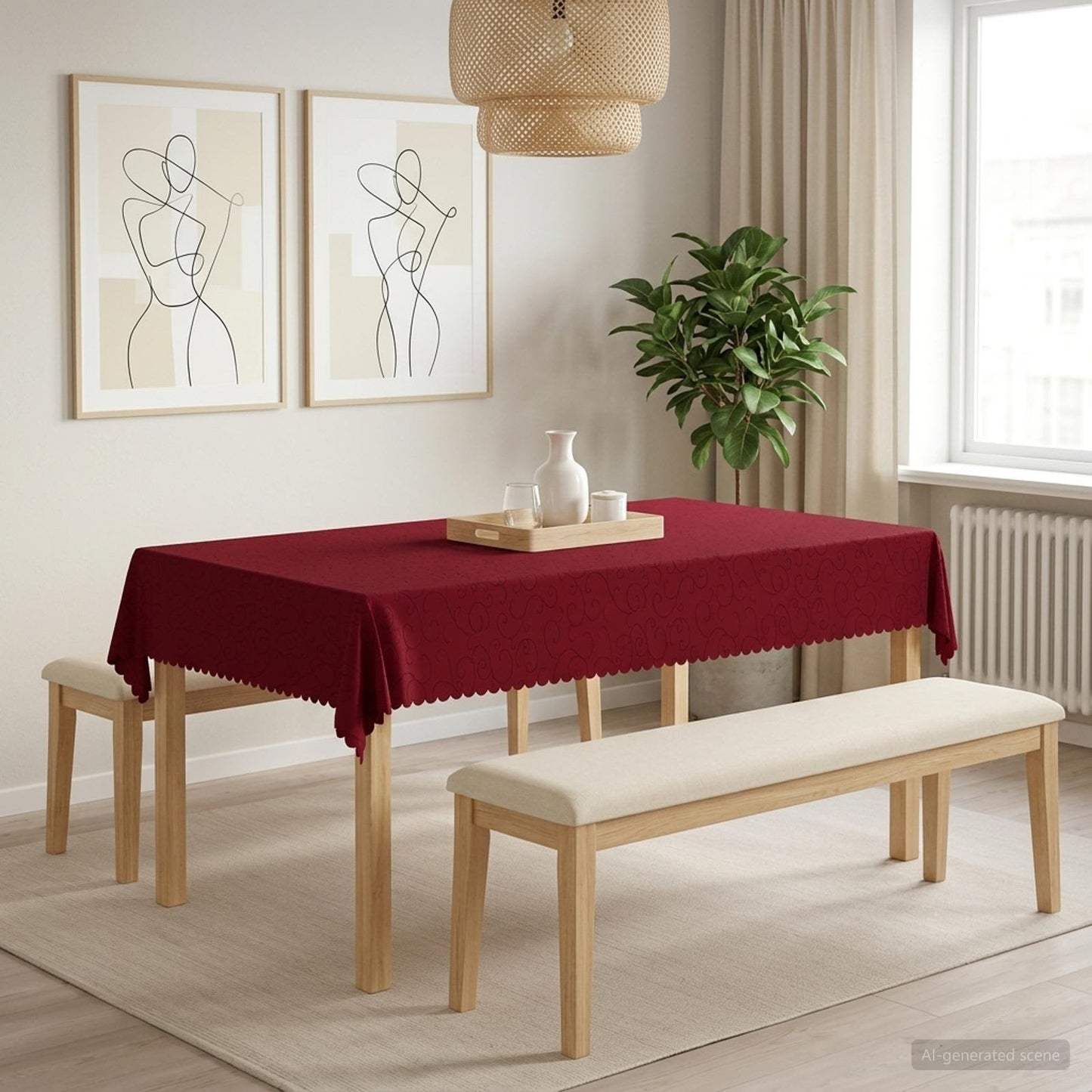 Table Cloth Rectangular Wine Red 110 x 160 cm