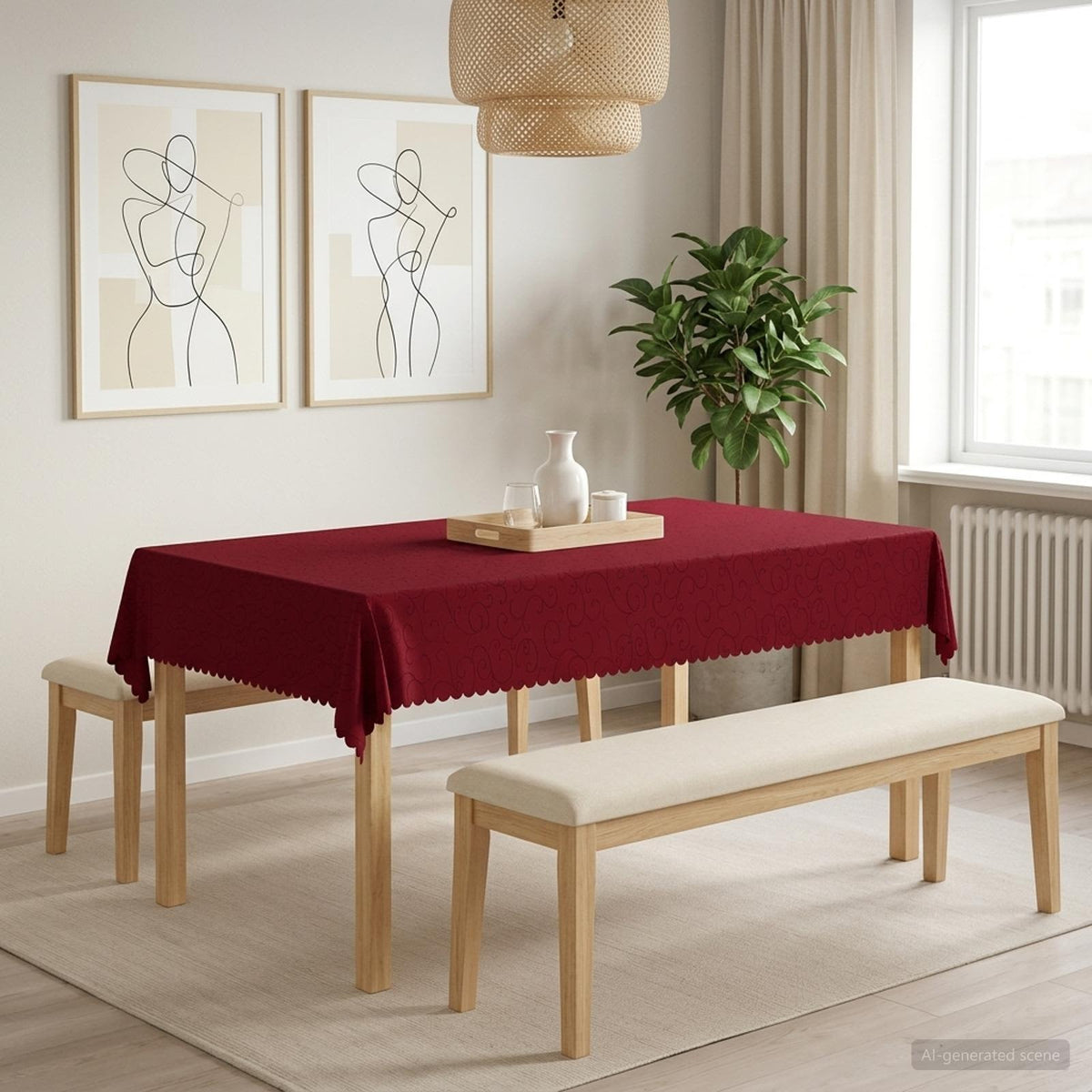Table Cloth Rectangular Wine Red 140 x 220 cm