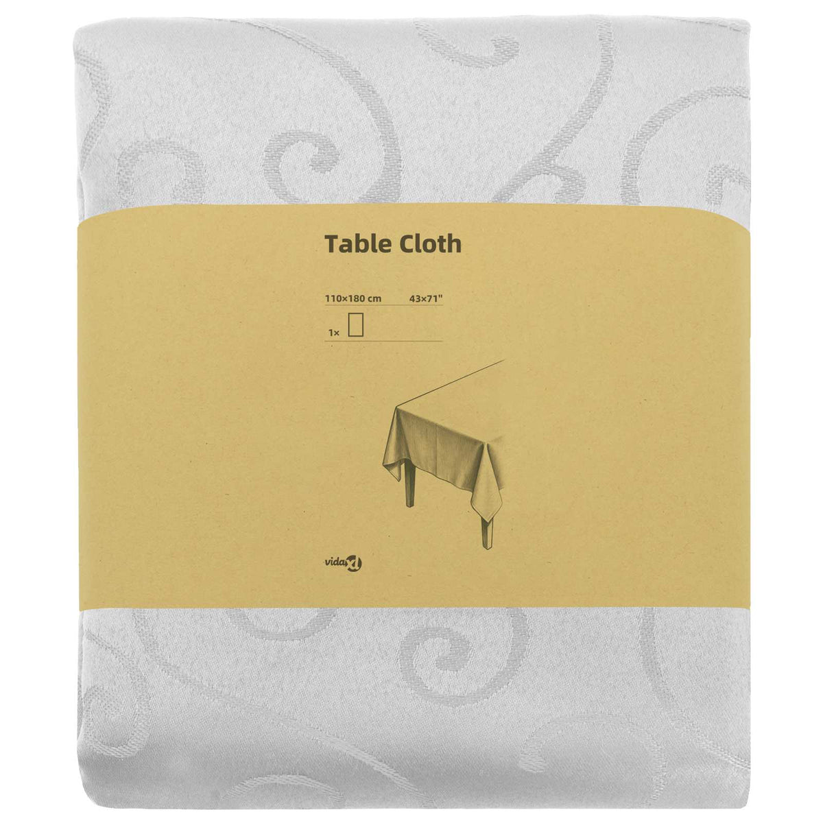 Table Cloth Rectangular White 110 x 180 cm