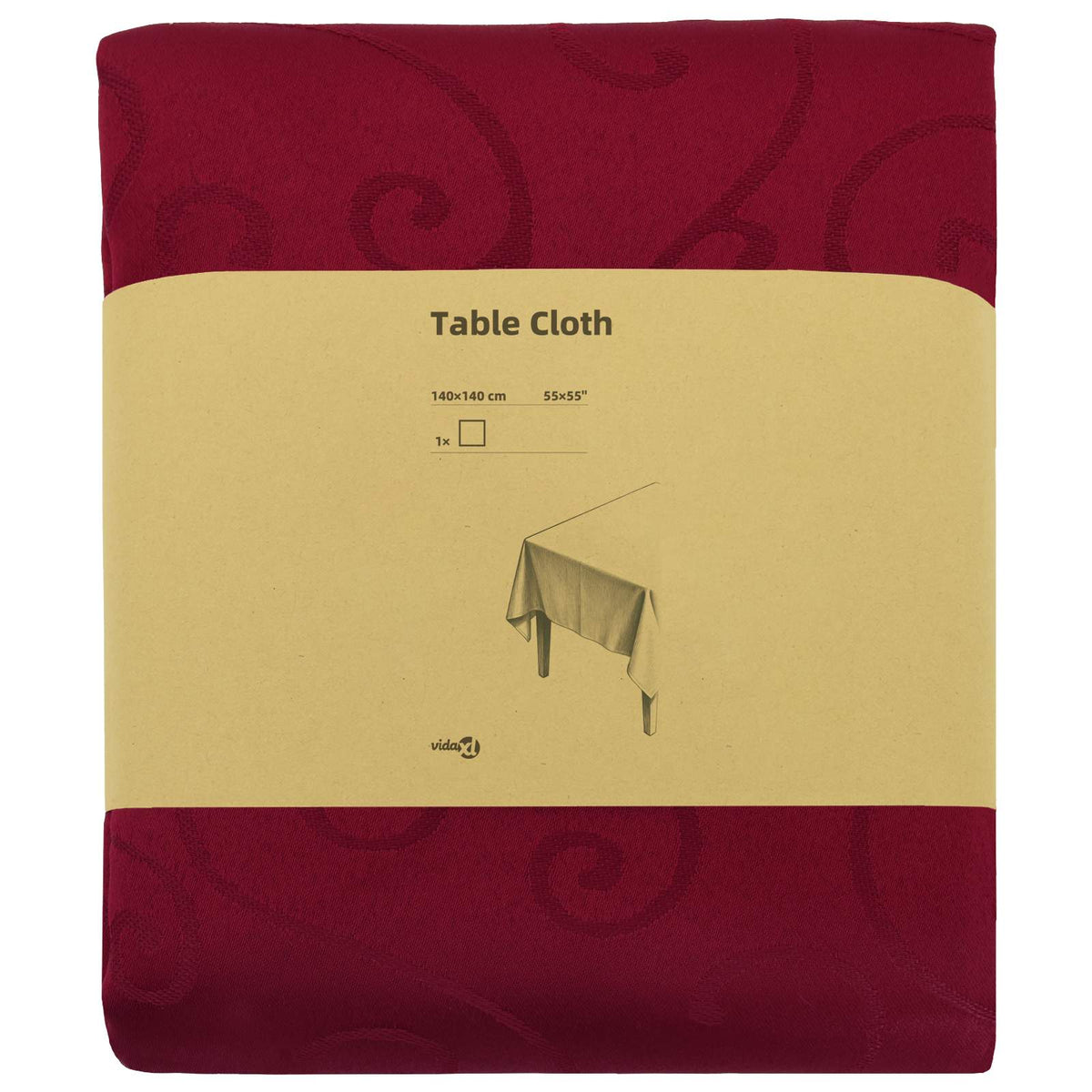 Table Cloth Rectangular Wine Red 140 x 140 cm