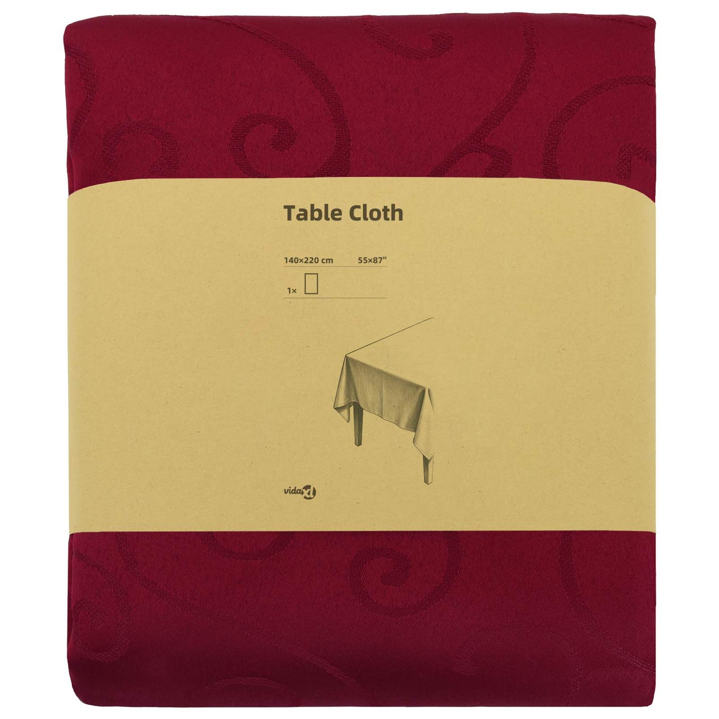Table Cloth Rectangular Wine Red 140 x 220 cm