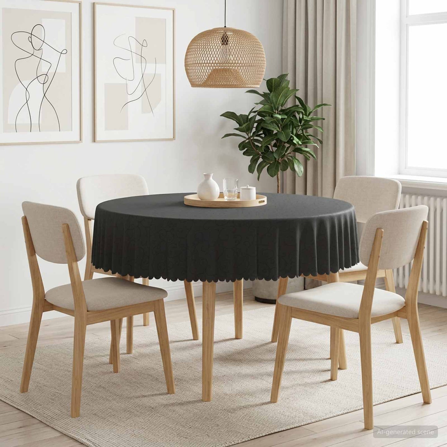 Table Cloth Round Dark Grey Ø 180 cm