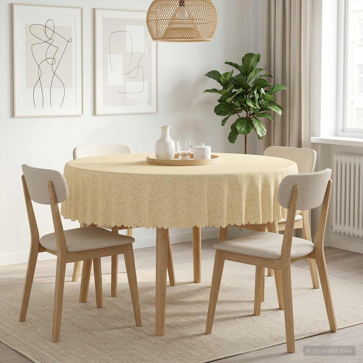 Table Cloth Round Cream White Ø 160 cm