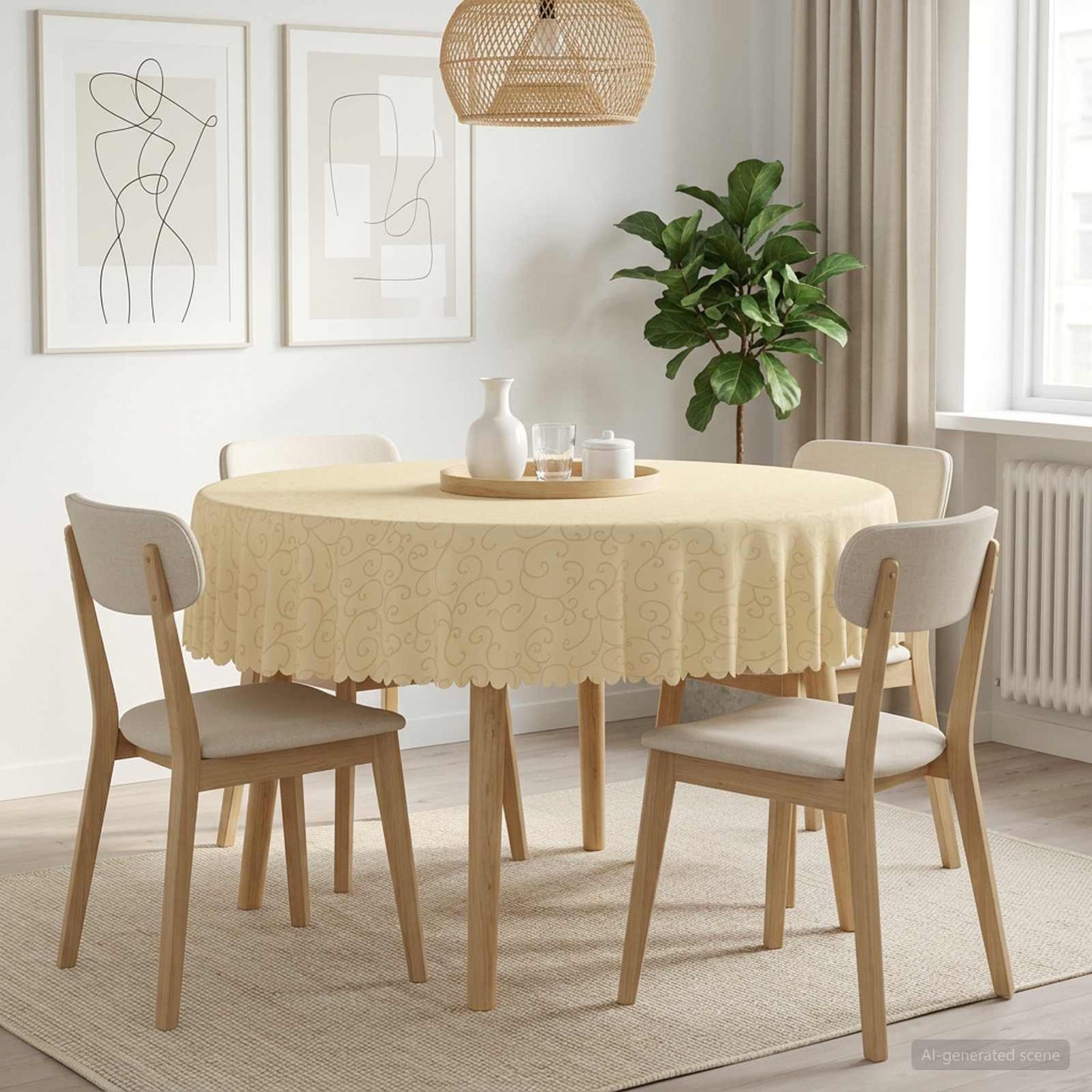Table Cloth 5 pcs Round Cream White Ø 180 cm