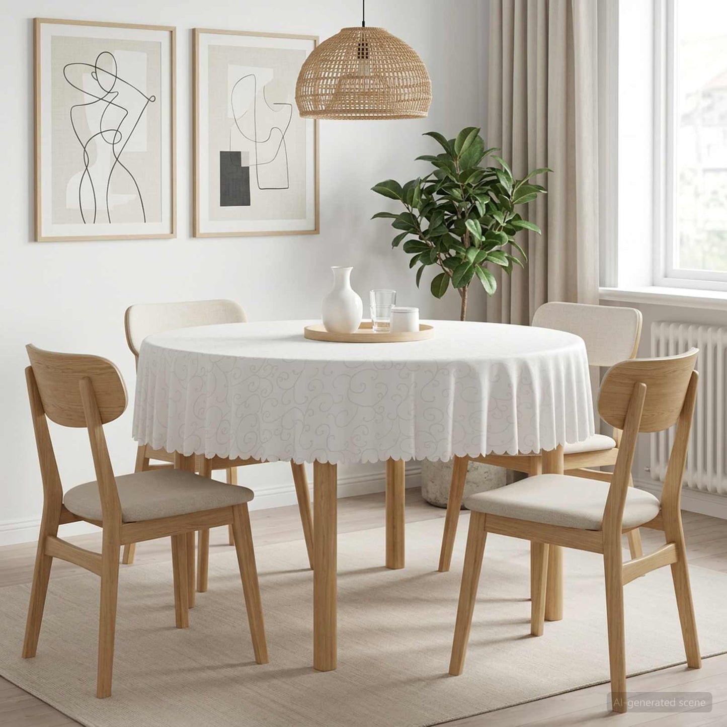 Table Cloth 5 pcs Round White Ø 140 cm