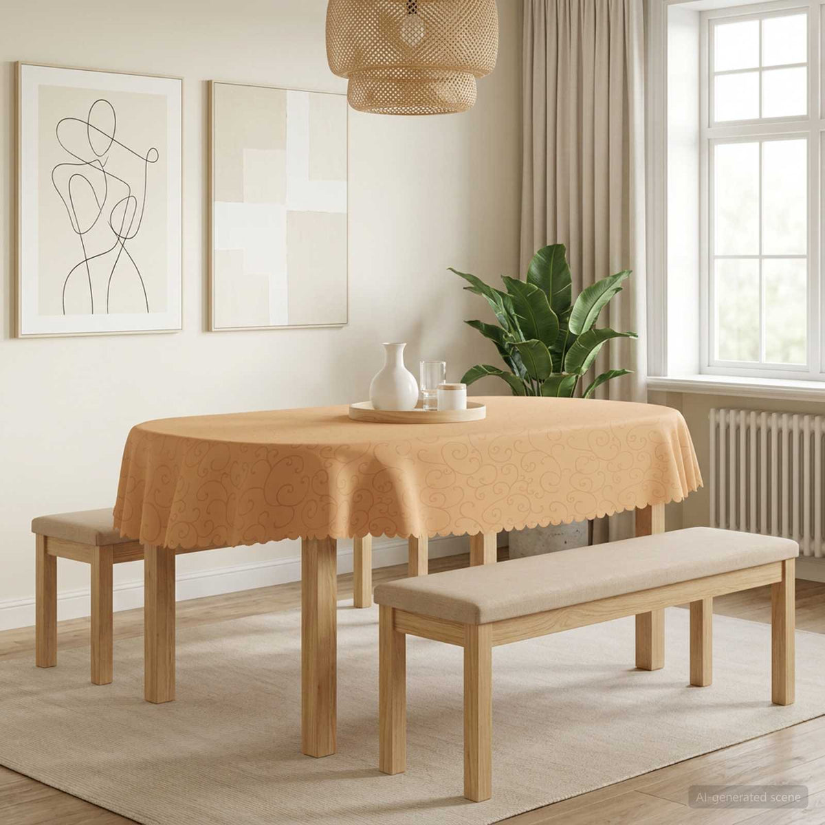 Table Cloth 5 pcs Oval Beige 130 x 180 cm