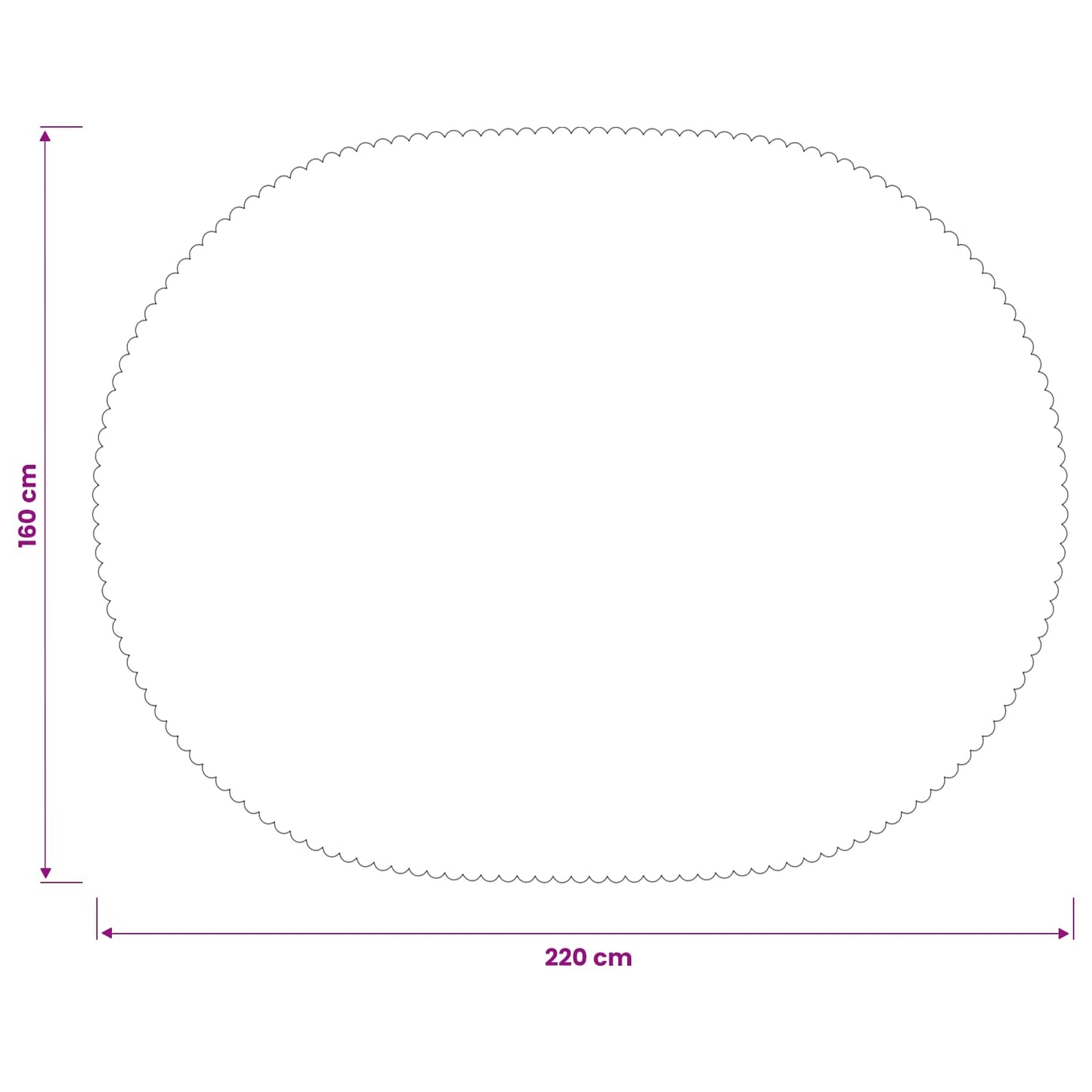 Table Cloth Oval Dark Grey 160 x 220 cm