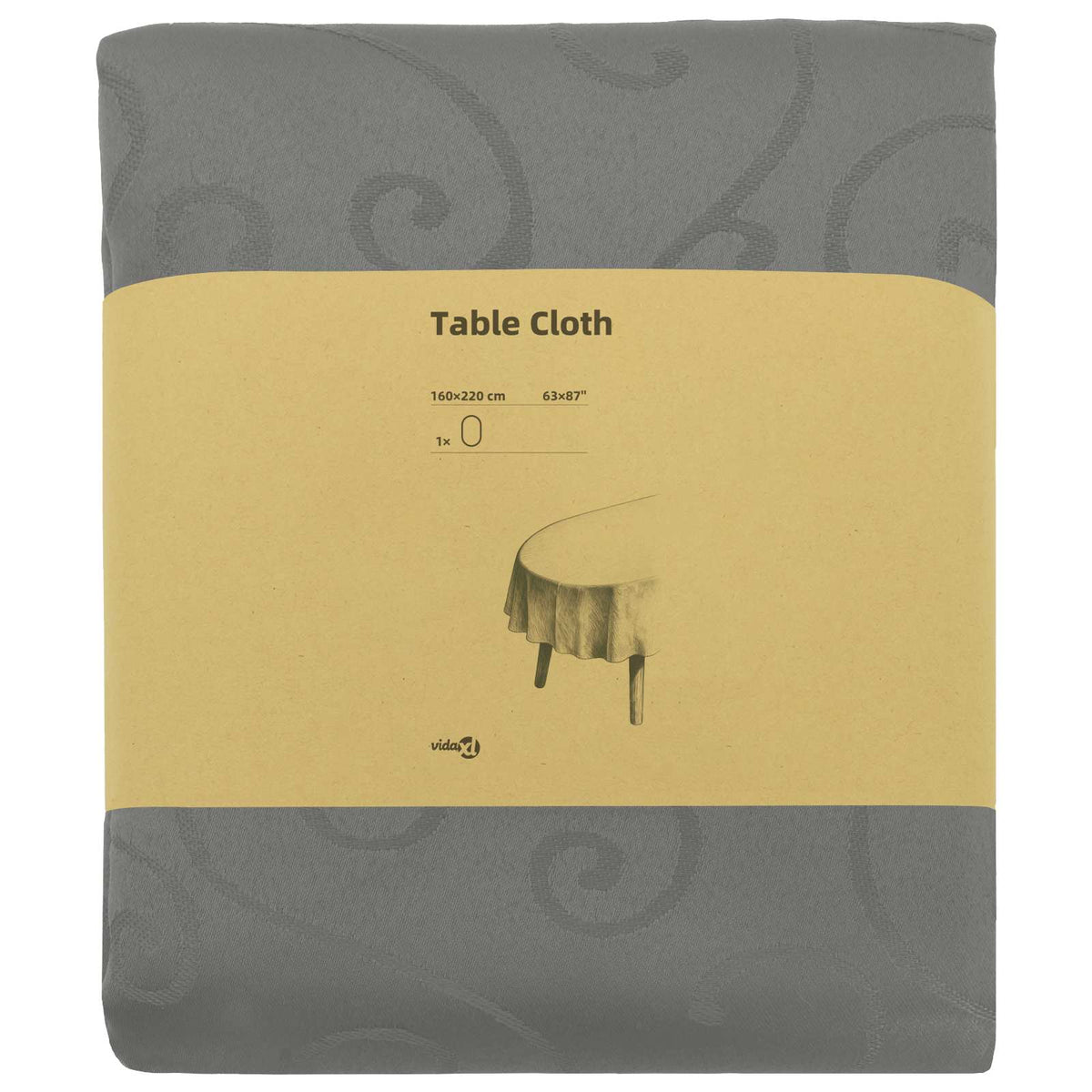 Table Cloth Oval Light Grey 160 x 220 cm