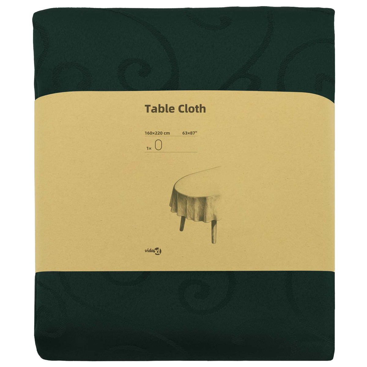 Table Cloth Oval Dark Green 160 x 220 cm