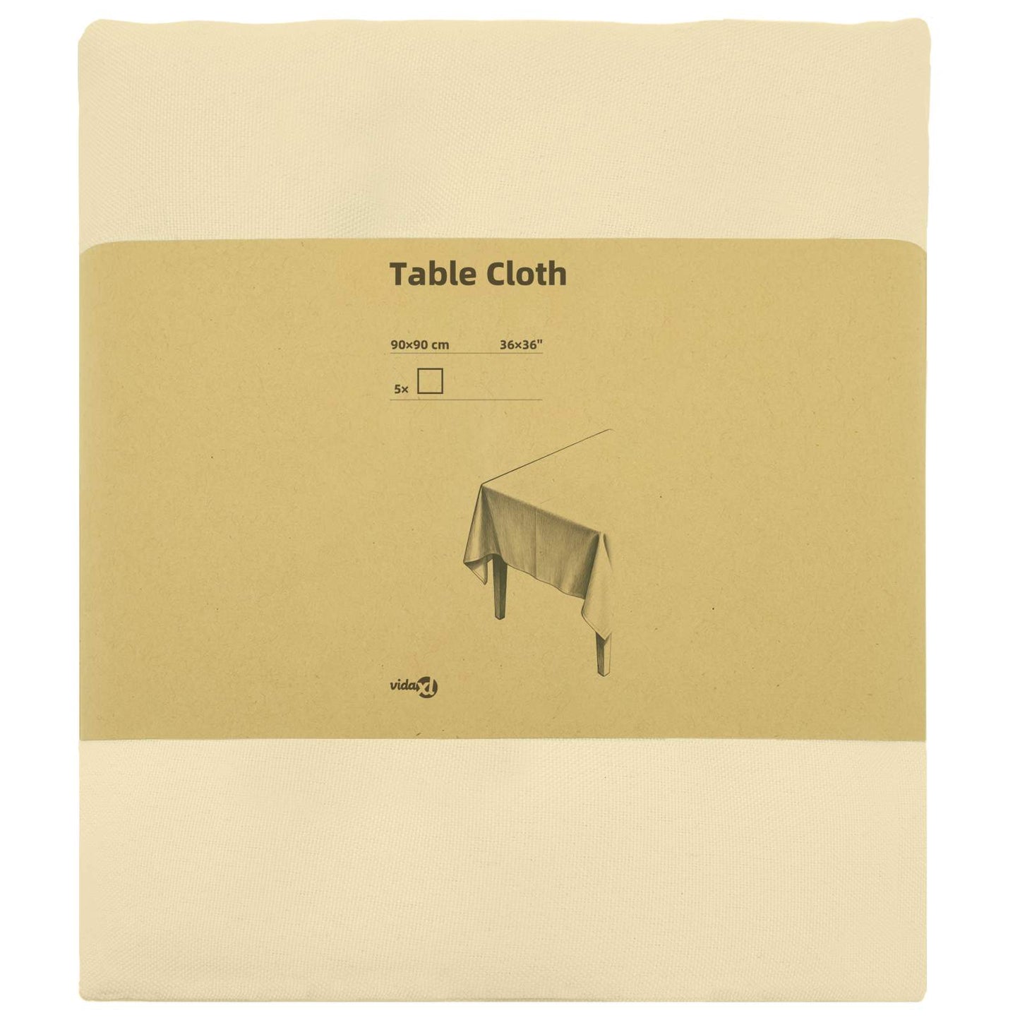 Table Cloth 5 pcs Square Cream White 90 x 90 cm Polyester